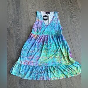 Exotica Mermaid Jag Slinky to Touch Sleeveless Baby Doll Tiered Mini Dress